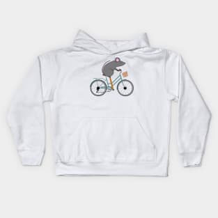 Mouse on a bike Kids Hoodie